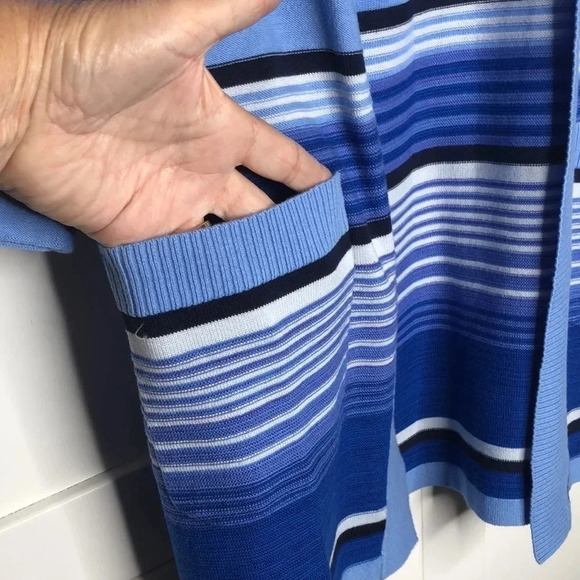 ISAAC MIZRAHI Blue Striped Cardigan - Picture 2 of 4